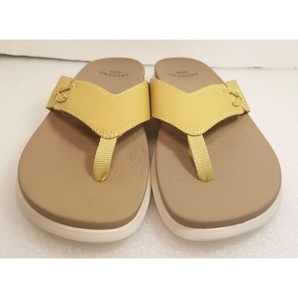 Earth Origins Thong Sandals SIZE 11 Dania Lemon Yellow Women's Comfort Sandals - Picture 1 of 9